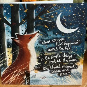 'HAPPINESS' FOX UNDER THE MOON GREETING CARD