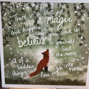 'BELIEVE' FOX UNDER THE MOON GREETING CARD